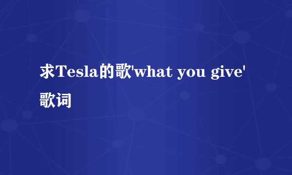 求Tesla的歌'what you give'歌词