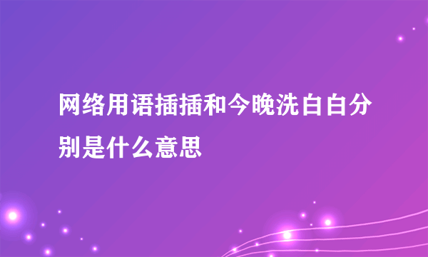 网络用语插插和今晚洗白白分别是什么意思