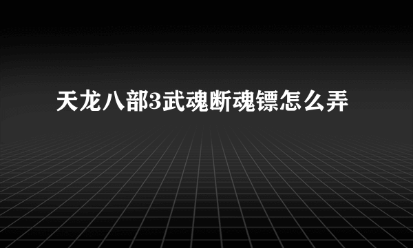 天龙八部3武魂断魂镖怎么弄