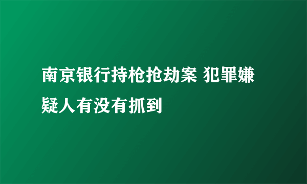 南京银行持枪抢劫案 犯罪嫌疑人有没有抓到