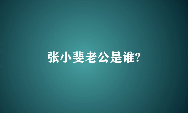 张小斐老公是谁?