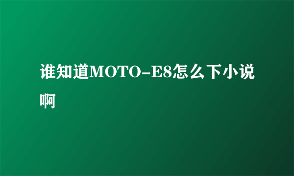 谁知道MOTO-E8怎么下小说啊