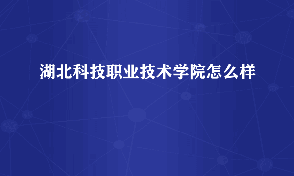 湖北科技职业技术学院怎么样