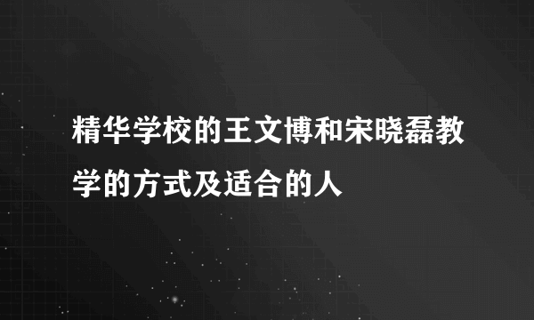 精华学校的王文博和宋晓磊教学的方式及适合的人