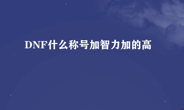 DNF什么称号加智力加的高