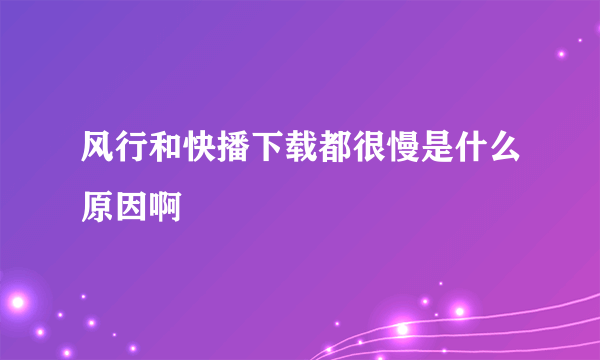 风行和快播下载都很慢是什么原因啊