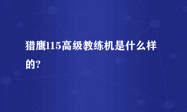 猎鹰l15高级教练机是什么样的?