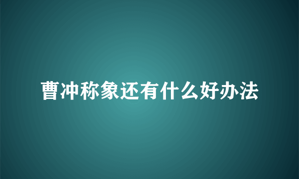 曹冲称象还有什么好办法