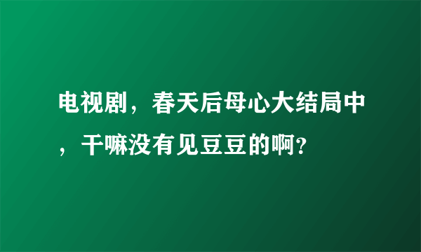 电视剧，春天后母心大结局中，干嘛没有见豆豆的啊？