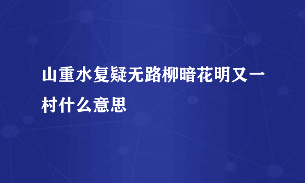 山重水复疑无路柳暗花明又一村什么意思