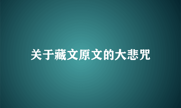 关于藏文原文的大悲咒