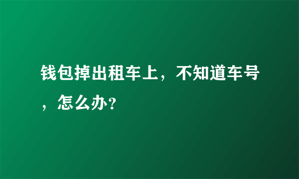 钱包掉出租车上，不知道车号，怎么办？