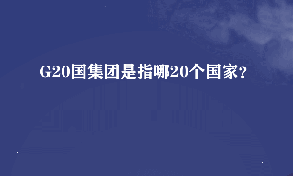 G20国集团是指哪20个国家？