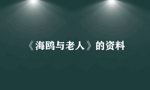 《海鸥与老人》的资料