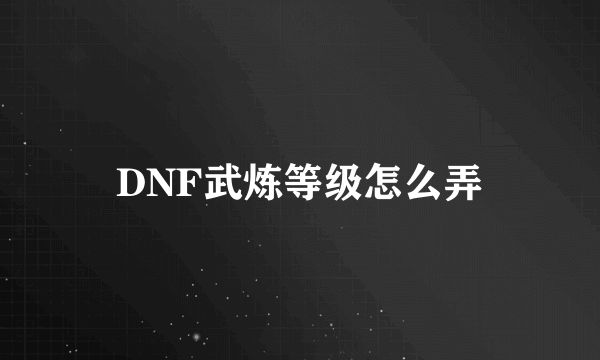 DNF武炼等级怎么弄