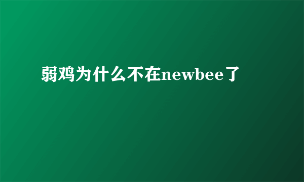 弱鸡为什么不在newbee了