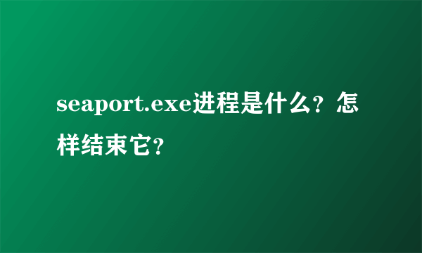 seaport.exe进程是什么？怎样结束它？