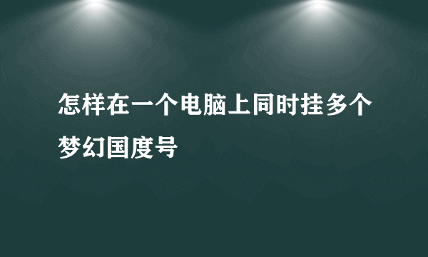 怎样在一个电脑上同时挂多个梦幻国度号