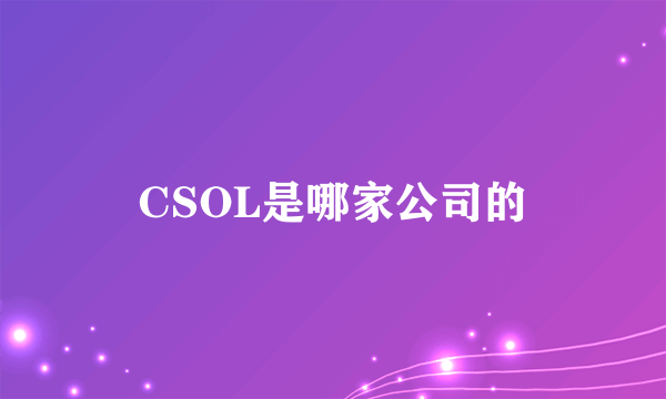 CSOL是哪家公司的