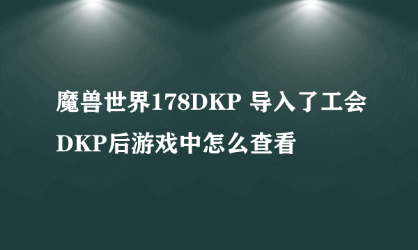 魔兽世界178DKP 导入了工会DKP后游戏中怎么查看