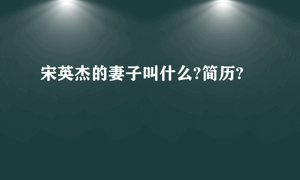 宋英杰的妻子叫什么?简历?