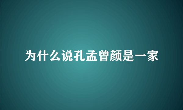 为什么说孔孟曾颜是一家