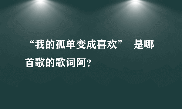 “我的孤单变成喜欢”  是哪首歌的歌词阿？