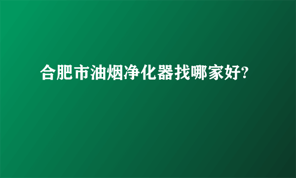 合肥市油烟净化器找哪家好?