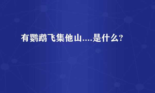 有鹦鹉飞集他山....是什么?