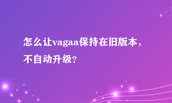 怎么让vagaa保持在旧版本，不自动升级？