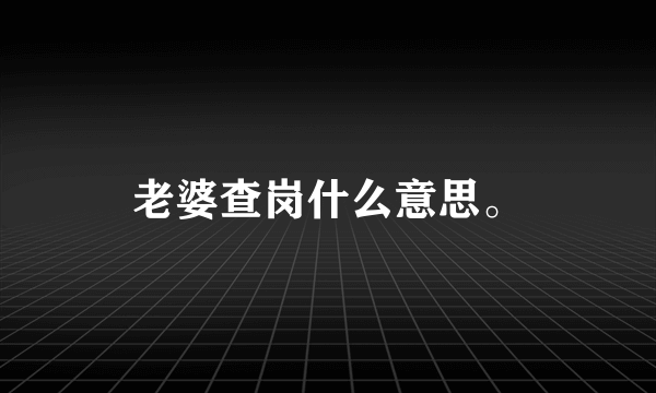 老婆查岗什么意思。