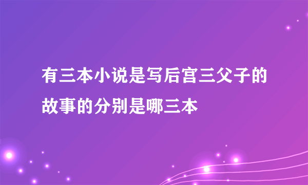 有三本小说是写后宫三父子的故事的分别是哪三本