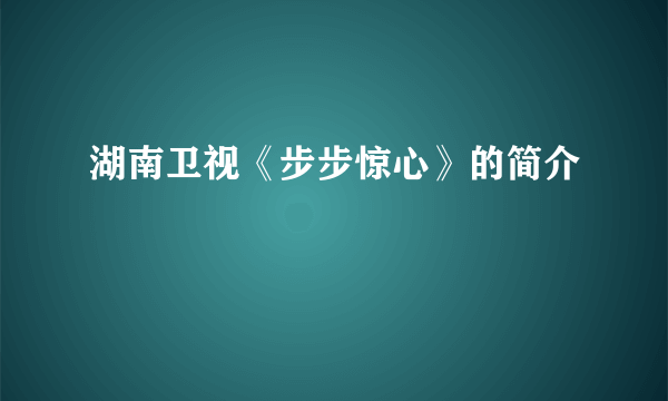 湖南卫视《步步惊心》的简介