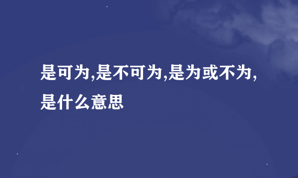 是可为,是不可为,是为或不为,是什么意思