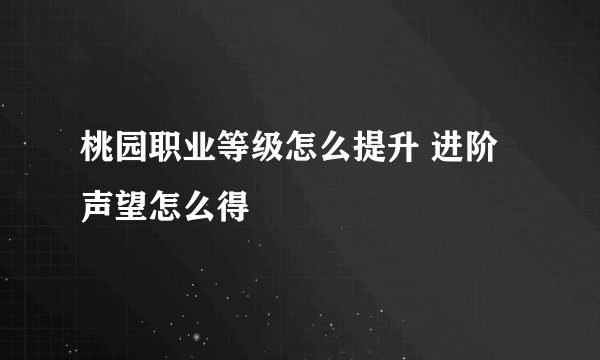 桃园职业等级怎么提升 进阶声望怎么得