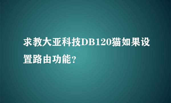 求教大亚科技DB120猫如果设置路由功能？