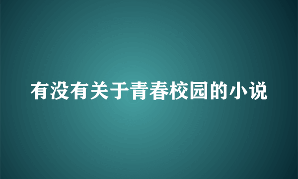 有没有关于青春校园的小说