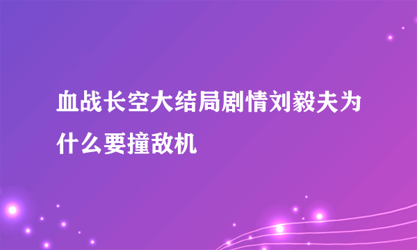 血战长空大结局剧情刘毅夫为什么要撞敌机