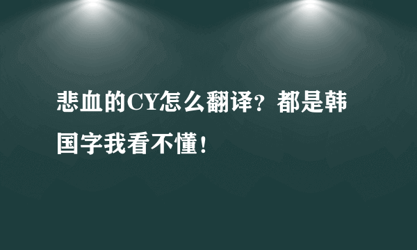 悲血的CY怎么翻译？都是韩国字我看不懂！