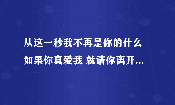 从这一秒我不再是你的什么 如果你真爱我 就请你离开我 这是你为我演的戏 ...