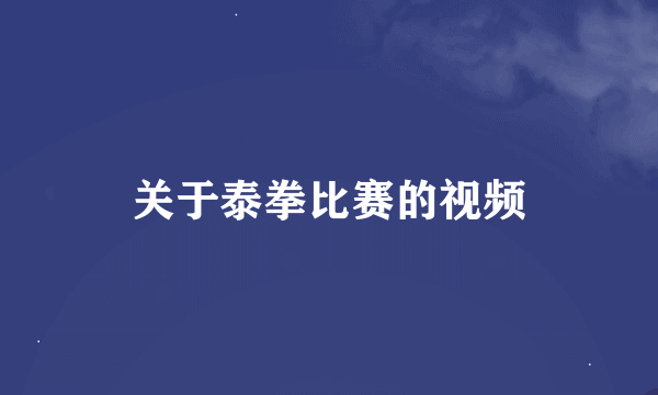 关于泰拳比赛的视频