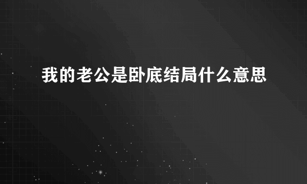 我的老公是卧底结局什么意思