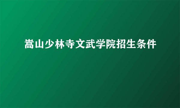 嵩山少林寺文武学院招生条件