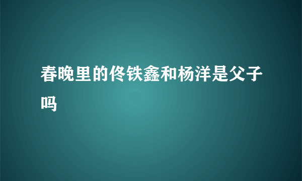 春晚里的佟铁鑫和杨洋是父子吗