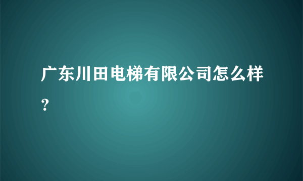 广东川田电梯有限公司怎么样？