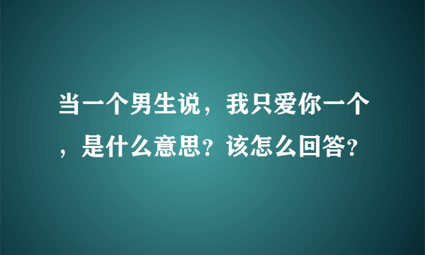 当一个男生说，我只爱你一个，是什么意思？该怎么回答？