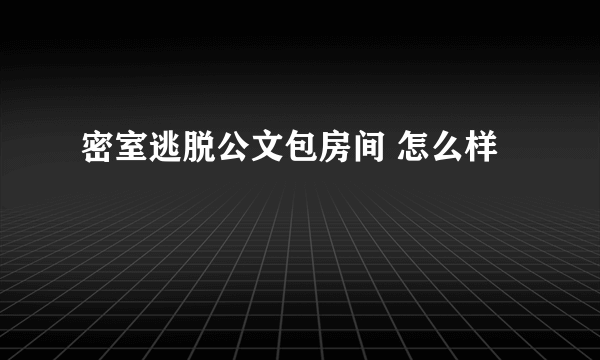 密室逃脱公文包房间 怎么样