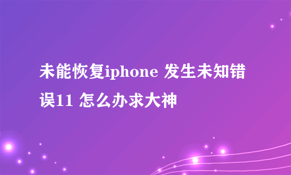 未能恢复iphone 发生未知错误11 怎么办求大神