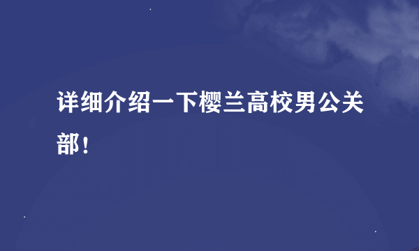 详细介绍一下樱兰高校男公关部！