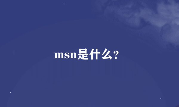 msn是什么？